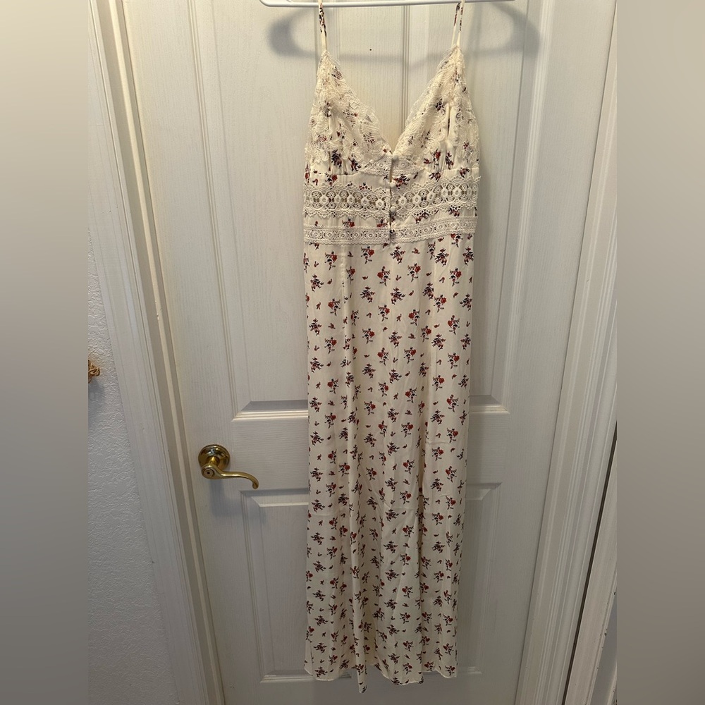 Free People Cream Floral Lace Maxi Dress